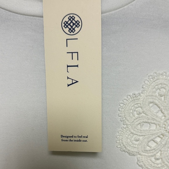 Laurie Felt Off White Lace Accent Short Sleeve Tee - Picture 3 of 10